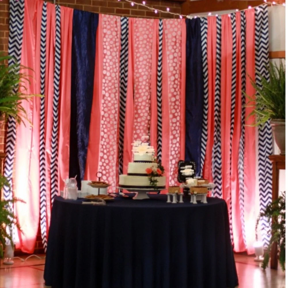Photo Event party decoration Backdrop Streamers: Navy, White, Coral, Hot Pink
